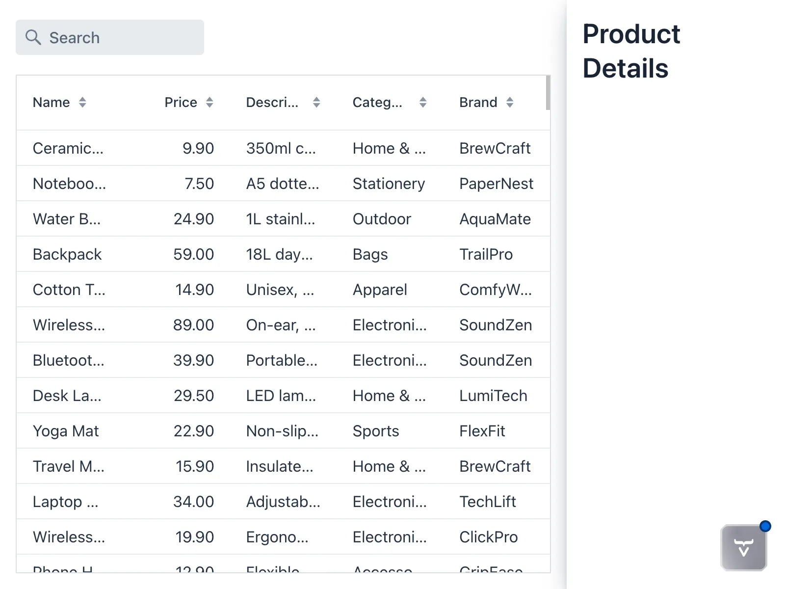 The empty product drawer