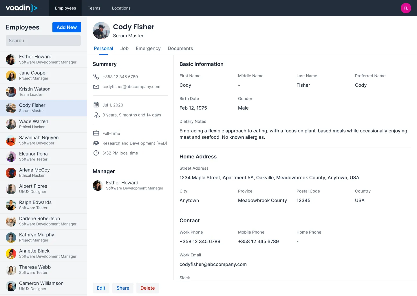 A mock-up of a web application showing a navigation bar at the top